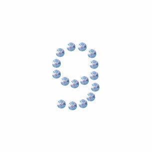 NUMERO  9  STICKER H CM 2 BS 25 PZ